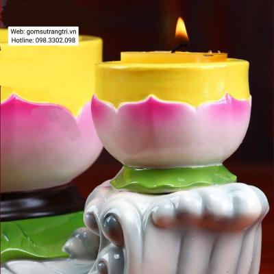 BỘ ĐỂ NẾN KÈM HŨ ĐỐT TRẦM - HOA SEN